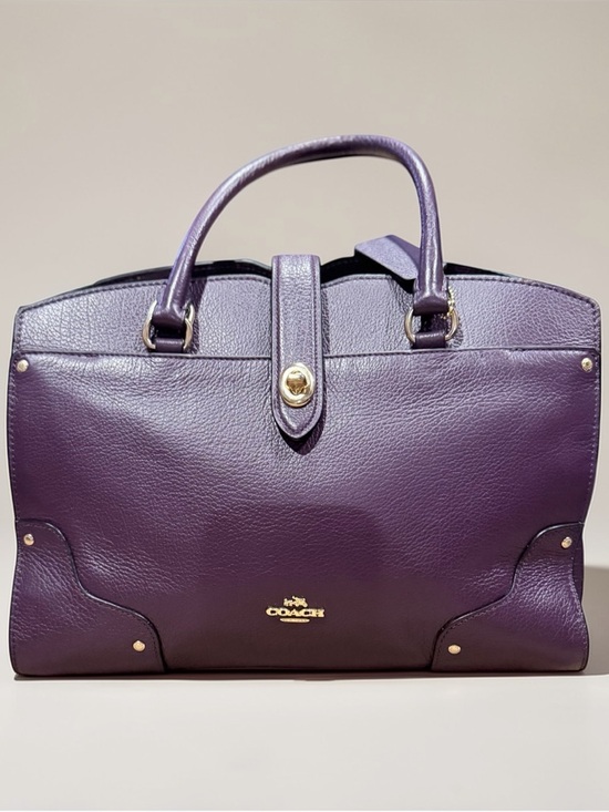 COACH Mercer Satchel 30 Grain Leather Aubergine Purple - Picture 3 of 12